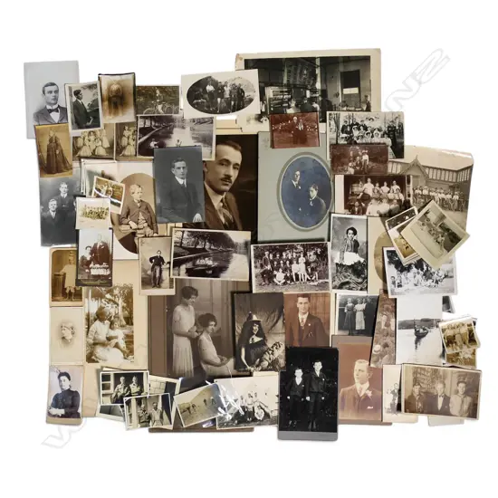 COLLECTION OF LATE 19THC-early 20TH STUDIO PORTRAITS incl. CARTE DE VISITE & POSTCARDS